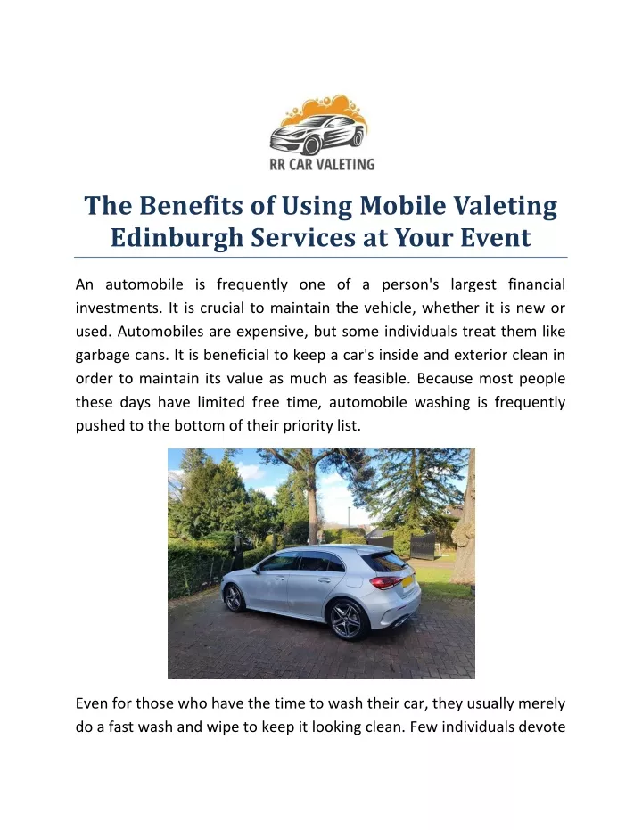 the benefits of using mobile valeting edinburgh