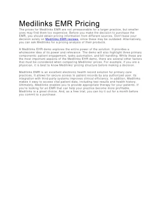 medilinks emr pricing the prices for medilinks