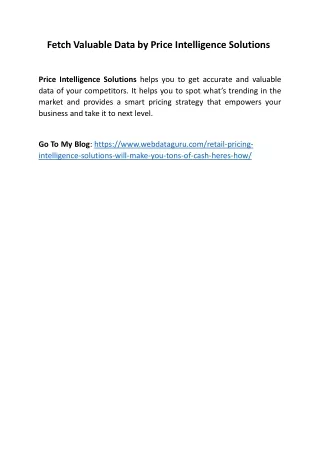 fetch valuable data by price intelligence