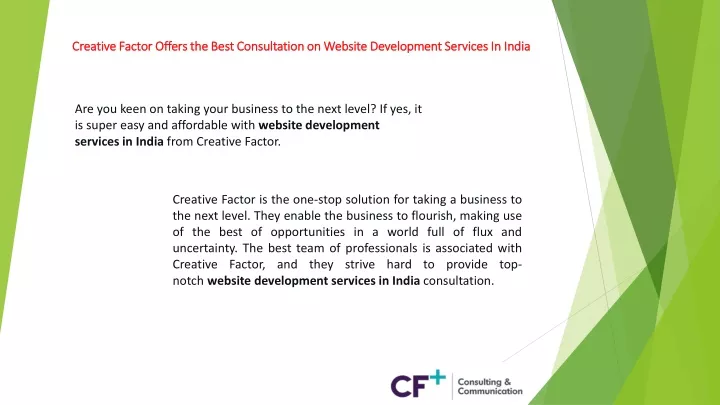 creative factor offers the best consultation