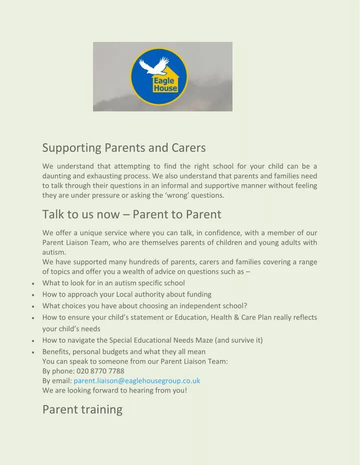 supporting parents and carers