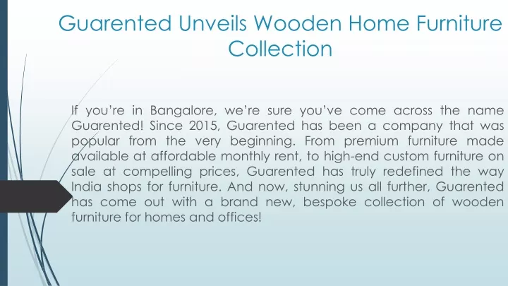 guarented unveils wooden home furniture collection