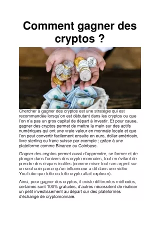 Les meilleures méthodes pour gagner des cryptos.