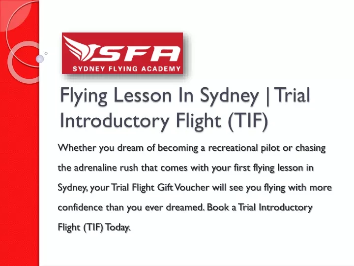 flying lesson in sydney trial introductory flight tif