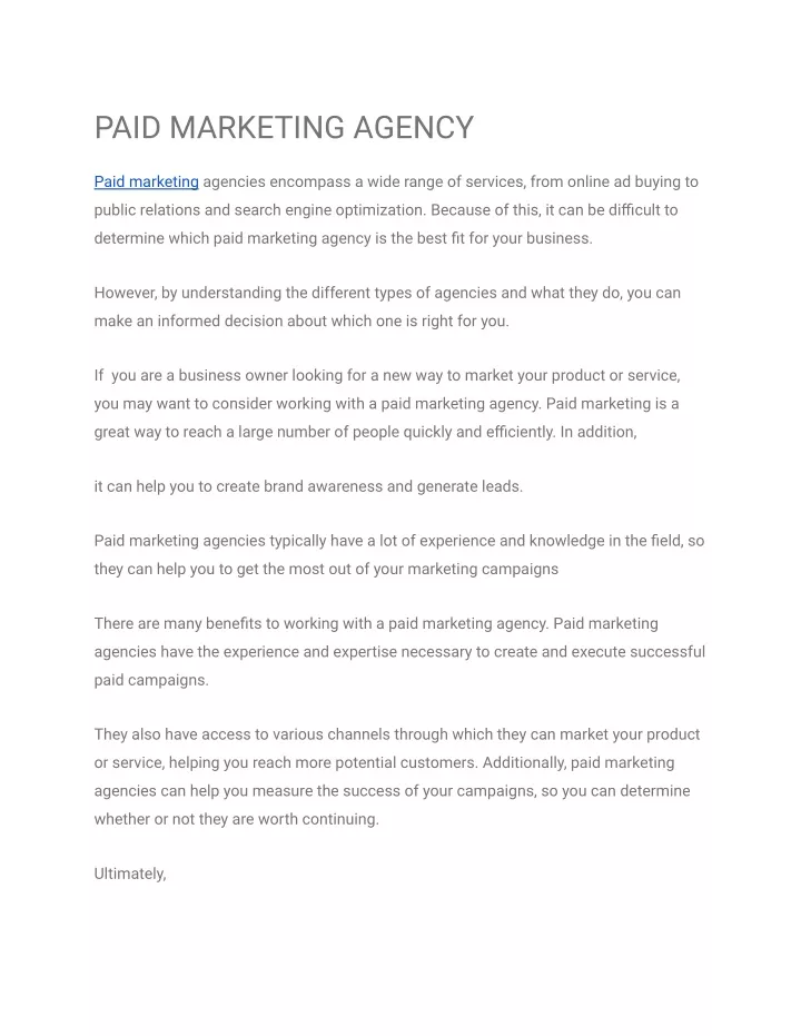 paid marketing agency
