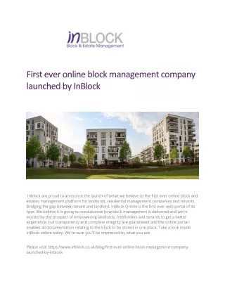 first ever online block management company