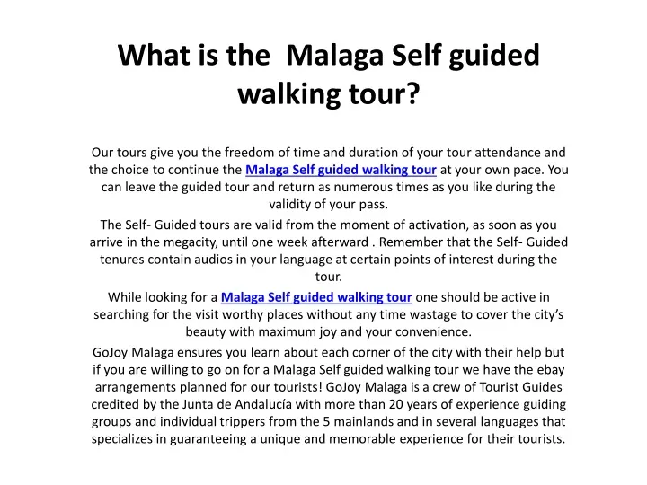 what is the malaga self guided walking tour