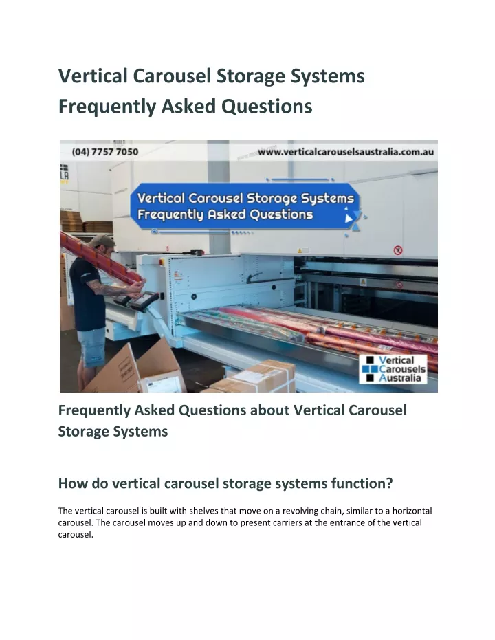 vertical carousel storage systems frequently