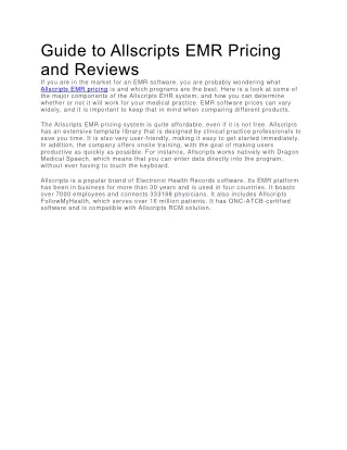 guide to allscripts emr pricing and reviews
