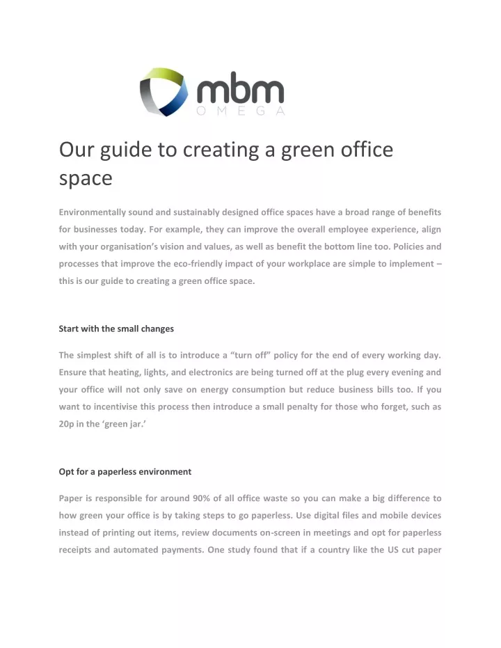 our guide to creating a green office space