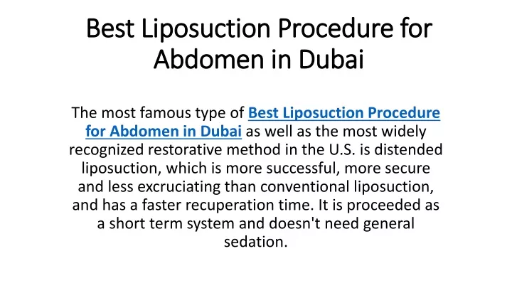 best liposuction procedure for abdomen in dubai