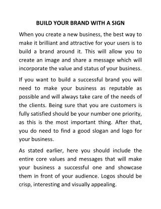 build your brand with a sign