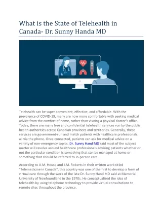 What is the State of Telehealth in Canada- Dr. Sunny Handa MD