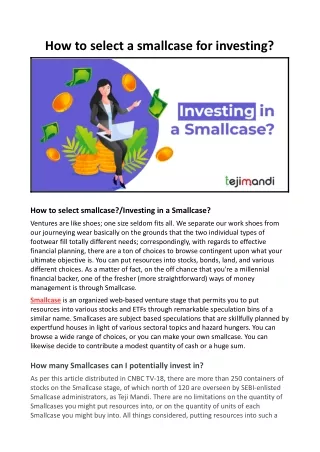how to select a smallcase for investing