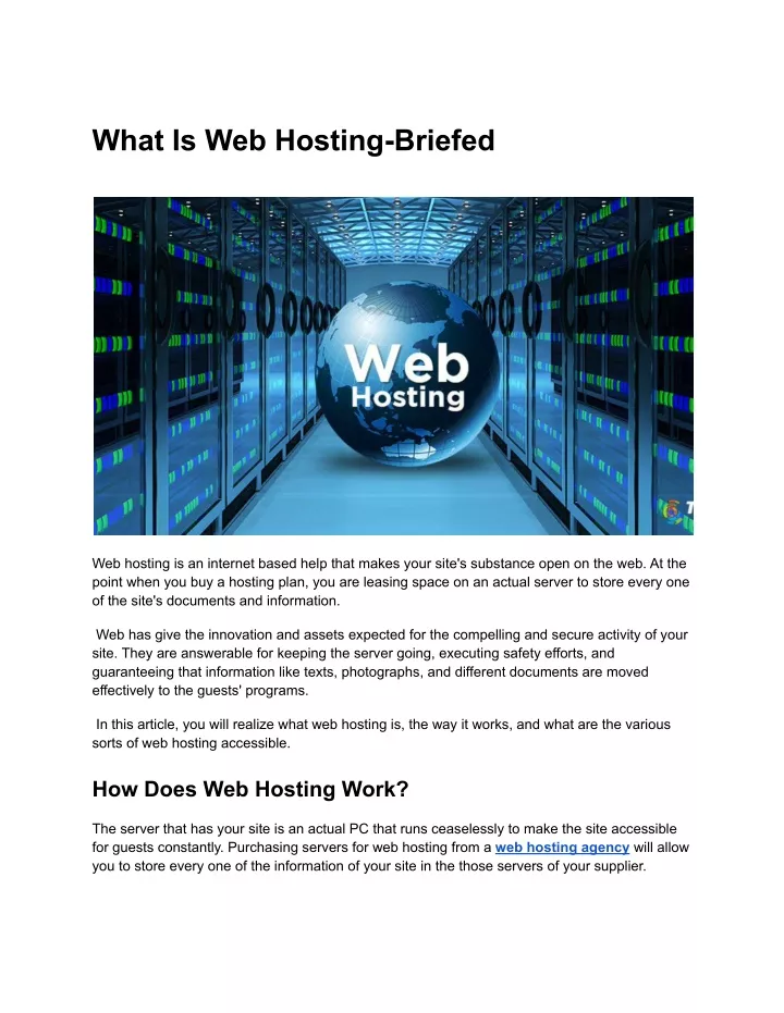 what is web hosting briefed