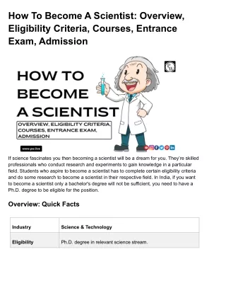 how to become a scientist overview eligibility