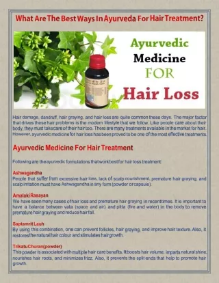 What Are The Best Ways In Ayurveda For Hair Treatment