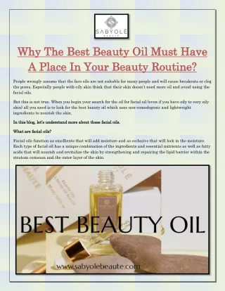 Why The Best Beauty Oil Must Have A Place In Your Beauty Routine