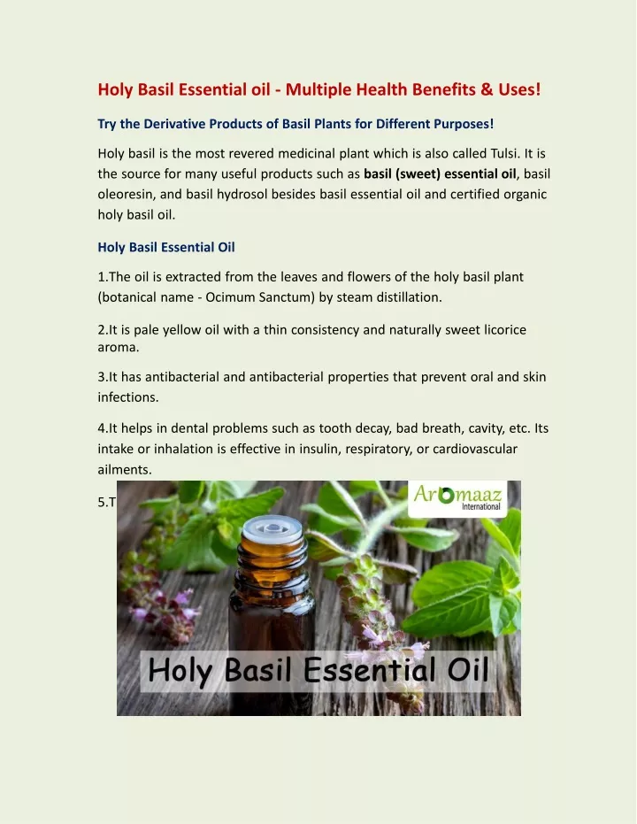 holy basil essential oil multiple health benefits