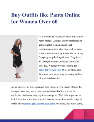 Buy Outfits like Pants Online for Women Over 60