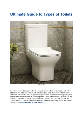 ultimate guide to types of toilets