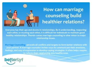 How can marriage counseling build healthier relations