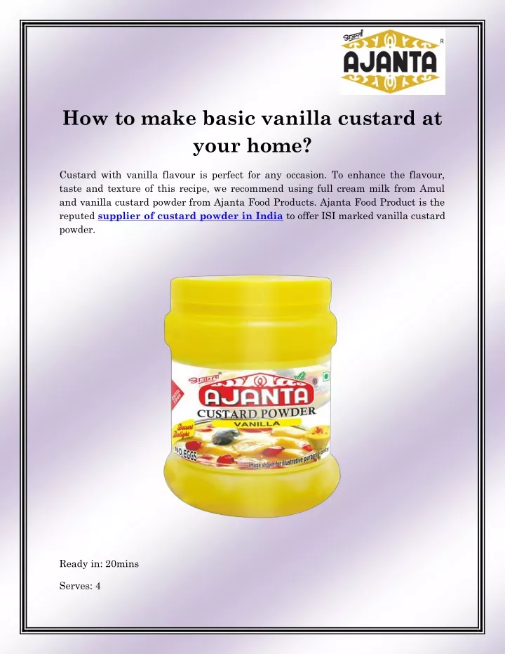 how to make basic vanilla custard at your home