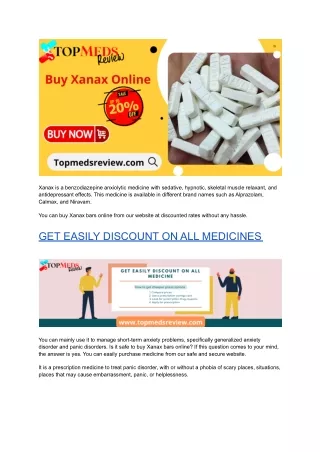 Buy Xanax Online without prescription  | Topmedsreview