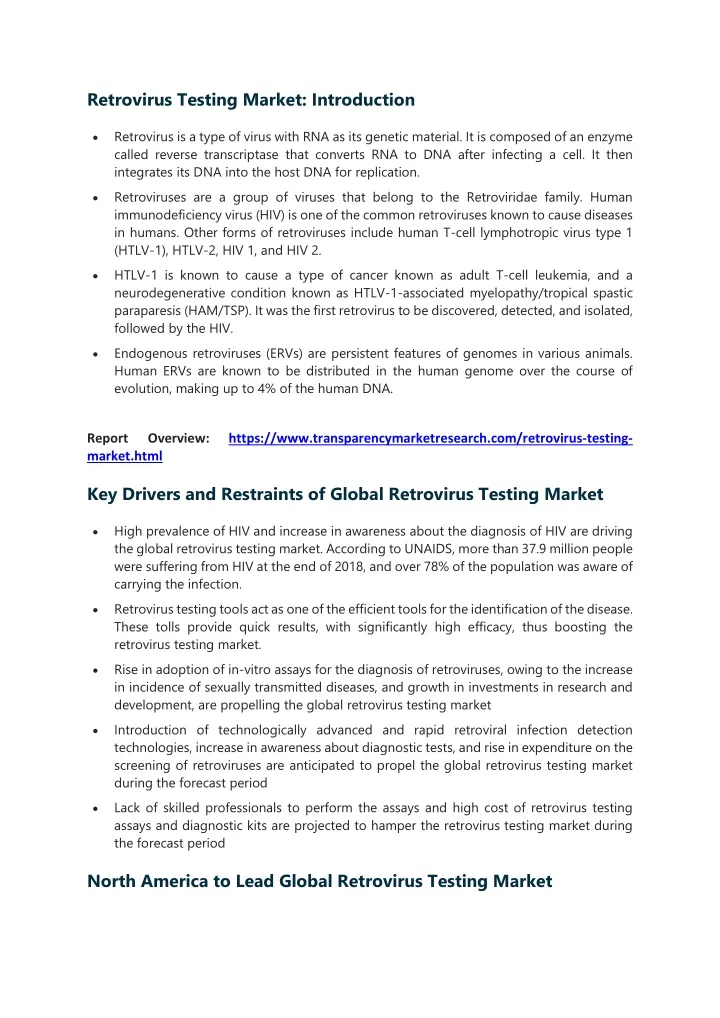 retrovirus testing market introduction