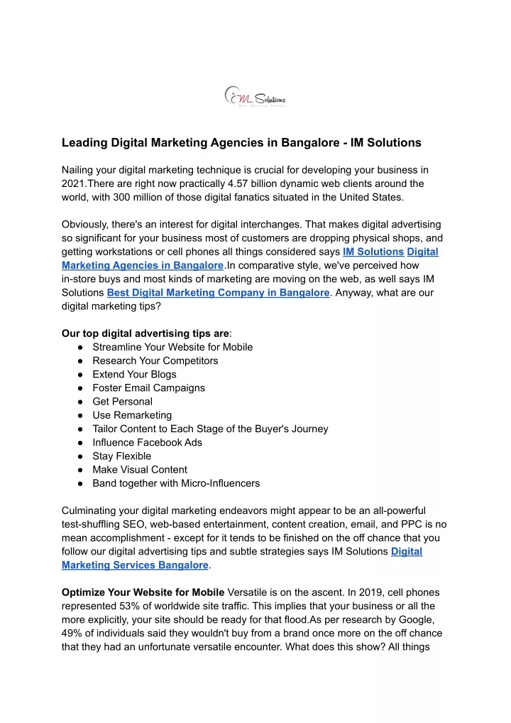 leading digital marketing agencies in bangalore