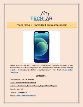 Phone for Sale Trowbridge  Techlabrepairs.com