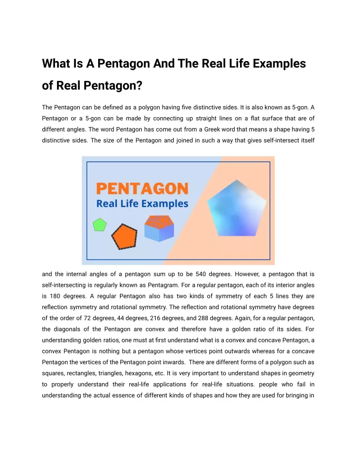 what is a pentagon and the real life examples