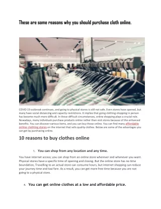 These are some reasons why you should purchase cloth online