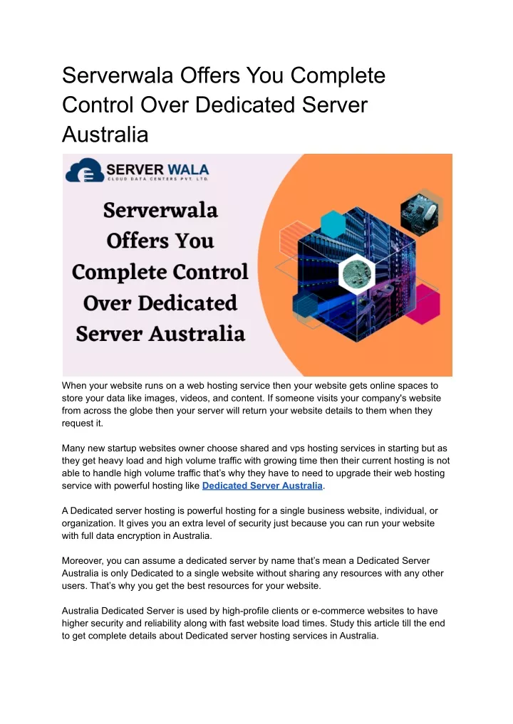 serverwala offers you complete control over