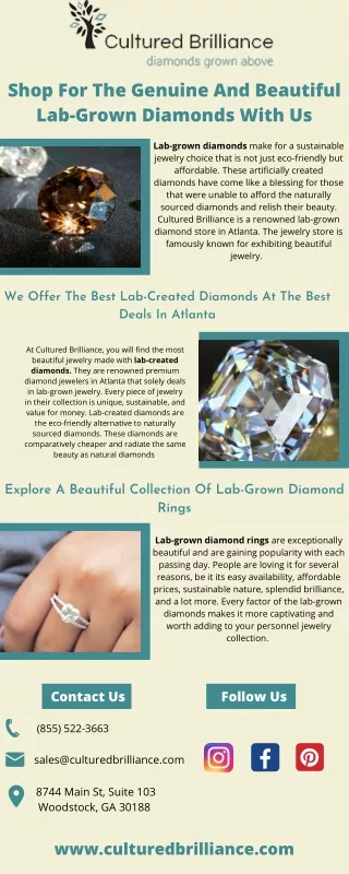 Shop For The Genuine And Beautiful Lab-Grown Diamonds With Us