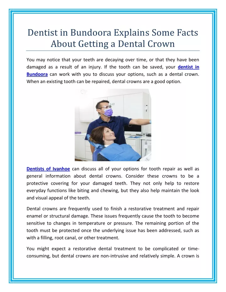 dentist in bundoora explains some facts about