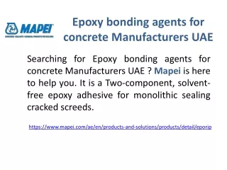 Epoxy bonding agents for concrete Manufacturers UAE