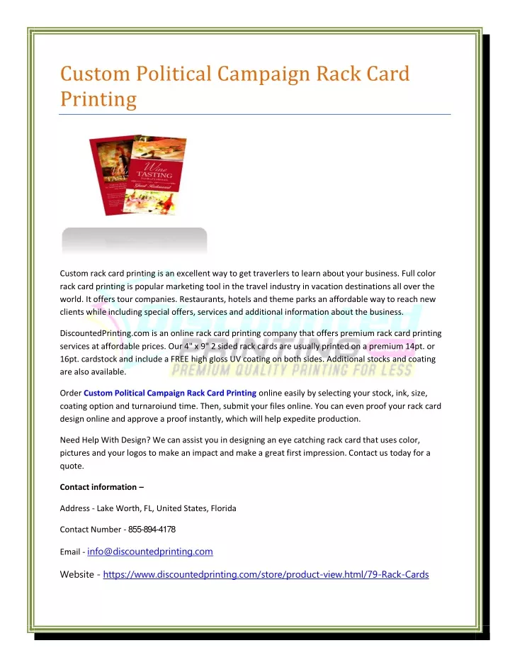 custom political campaign rack card printing