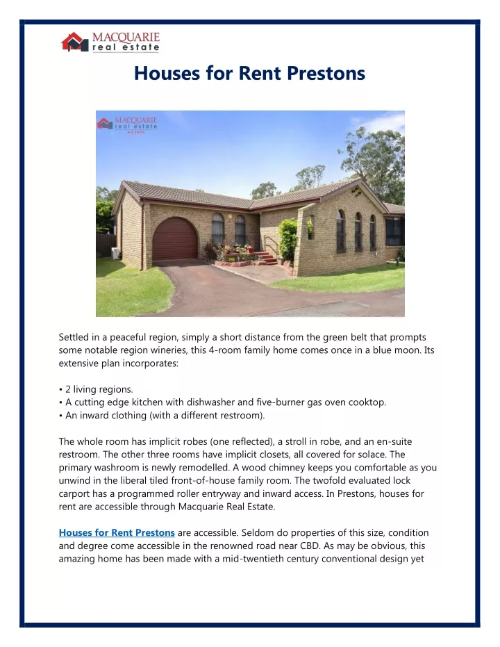 houses for rent prestons