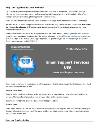 Can't sign in to gmail account - Email Support USA