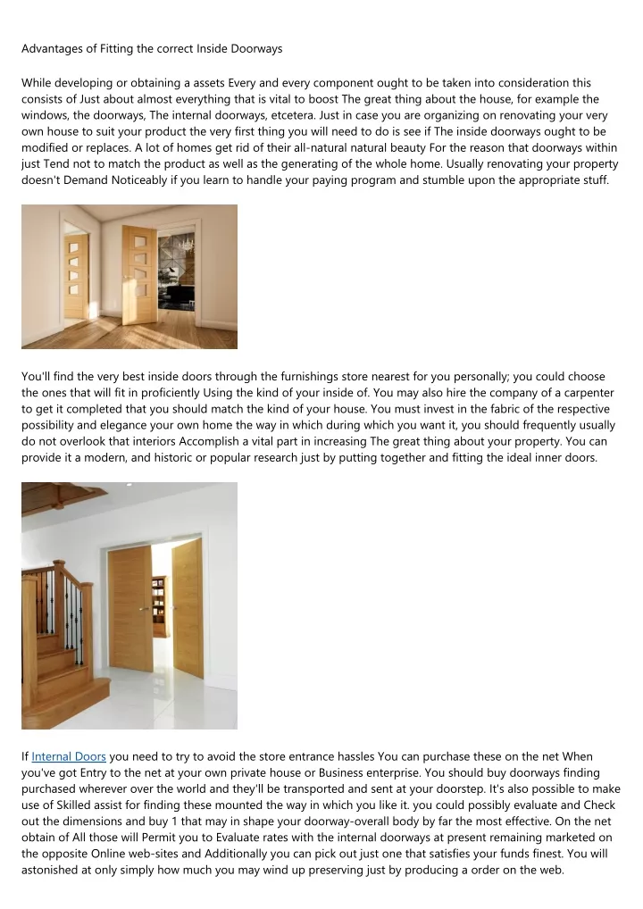 advantages of fitting the correct inside doorways