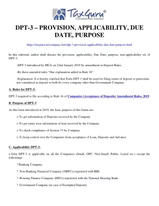 dpt 3 provision applicability due date purpose