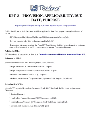 dpt 3 provision applicability due date purpose