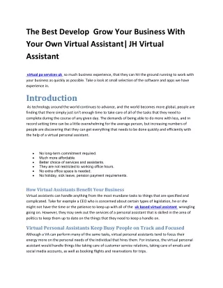 The Best Develop  Grow Your Business With Your Own Virtual Assistant JH Virtual Assistant