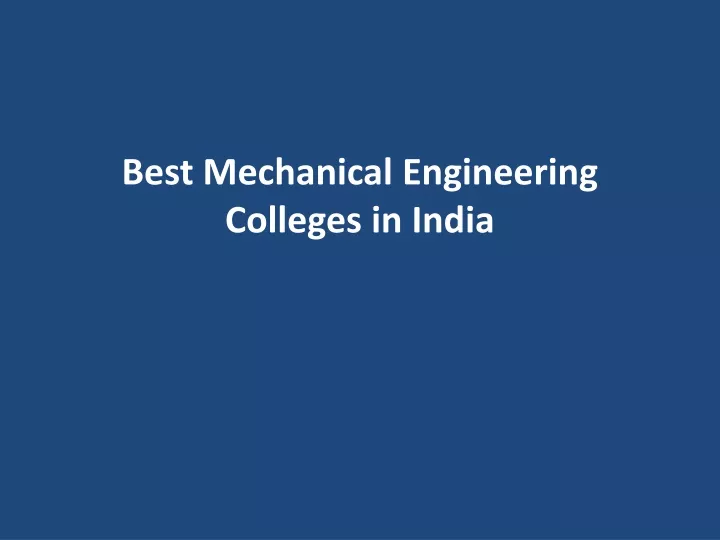 best mechanical engineering colleges in india