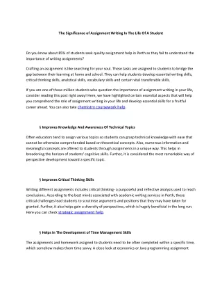 the significance of assignment writing
