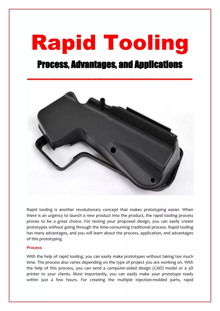 rapid tooling process advantages and applications