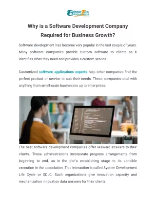 Why is a Software Development Company Required for Business Growth