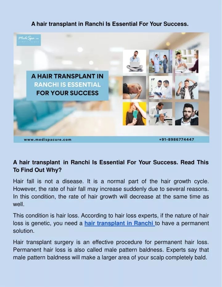 a hair transplant in ranchi is essential for your