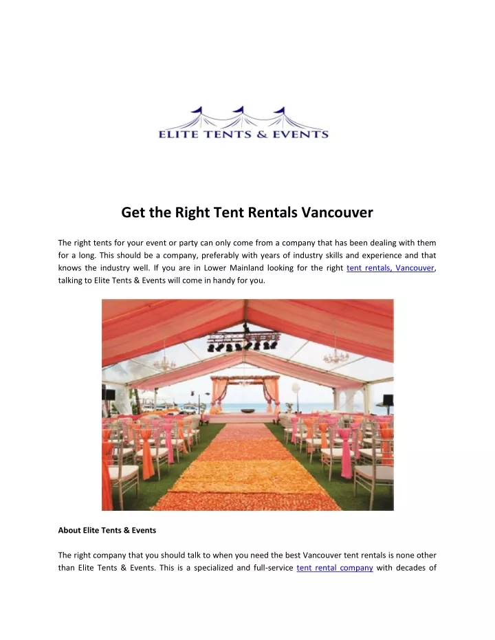 get the right tent rentals vancouver